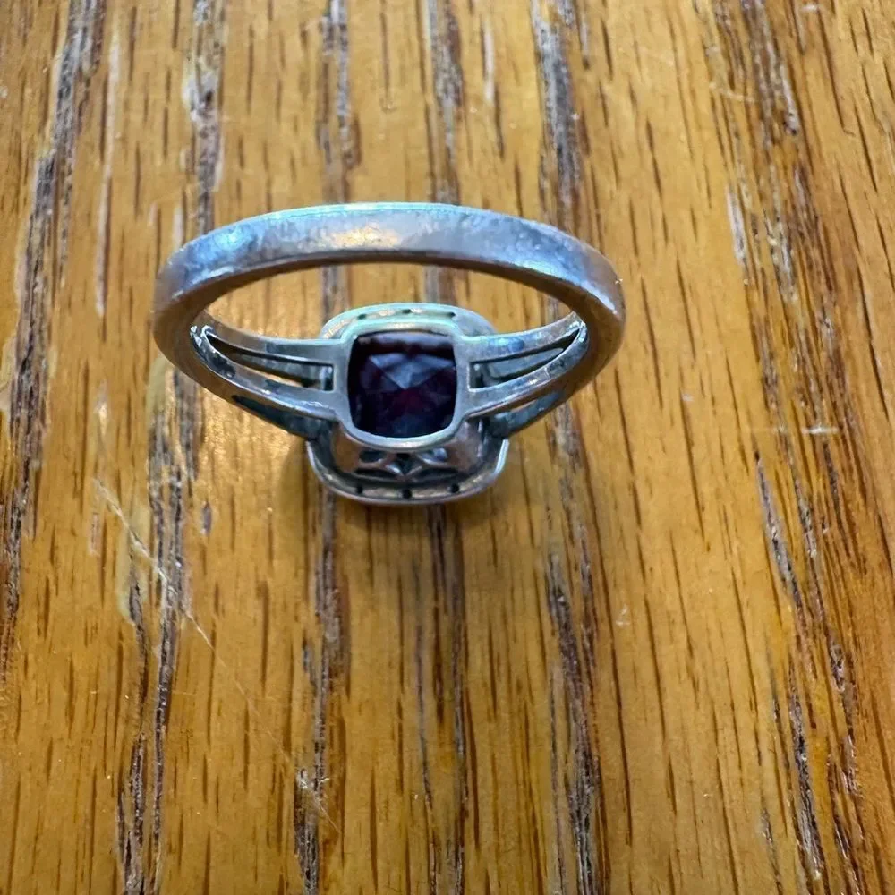 Sterling Silver Lab Created Alexandrite Halo Ring - Elegant Women's Jewelry